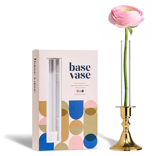 Base Vase (3-Pack) - The Bud Vase that Fits in Taper Candle Holders | Create Floral Arrangements for Tablescapes Centerpieces Weddings and Home Decor
