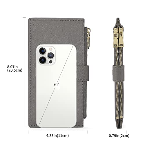 Goiacii Womens Walllet Rfid Blocking Bifold Credit Card Holder With 2 Zipper Pockets Grey #TOP5