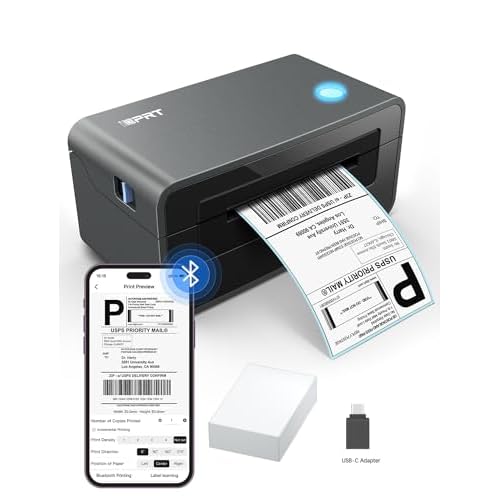 iDPRT Bluetooth Thermal Shipping Label Printer for Phone, 4x6, Supports Windows/Mac/iOS/Android, Ideal for Small Business and Shipping Packages BT+USB Dark Black
