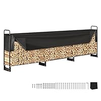 VEVOR Kaminholzregal Metall 386x36x117cm Brennholzregal Stahlrahmen Pulverbeschichtet Kaminholzunterstand 400kg mit Wasserdichter Abdeckung Stapelhilfe Holzunterstand für Veranda Garten Terrasse Hof