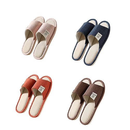 Teceyfeet 4 Paia Ciabatte Ospiti Lavabili Unisex in Spugna - Pantofole da Casa, Spa, Hotel e Viaggio - Antiscivolo