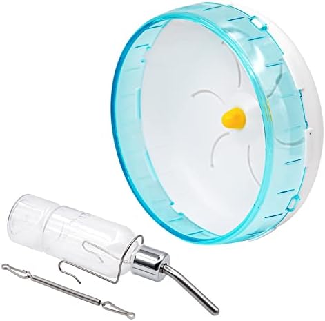 Hamster Flying Saucer Silent Running Exercise Wheel, 8.3" Quiet Hamster Exercise Wheel Spinner with 180ml Water Bottle for Hamsters Gerbils Mice