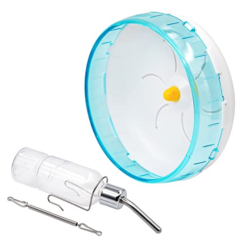 Hamster Flying Saucer Silent Running Exercise Wheel, 8.3" Quiet Hamster Exercise Wheel Spinner With 180Ml Water Bottle For Hamsters Gerbils Mice #TOP12