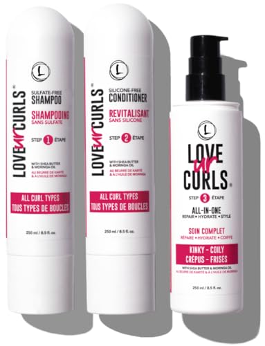 LUS (Love Ur Self) 3-Step System Shampoo and Conditioner Set with All-in-One Styler for Kinky-Coily Hair Nongreasy & Moisturizing – 8.5oz each