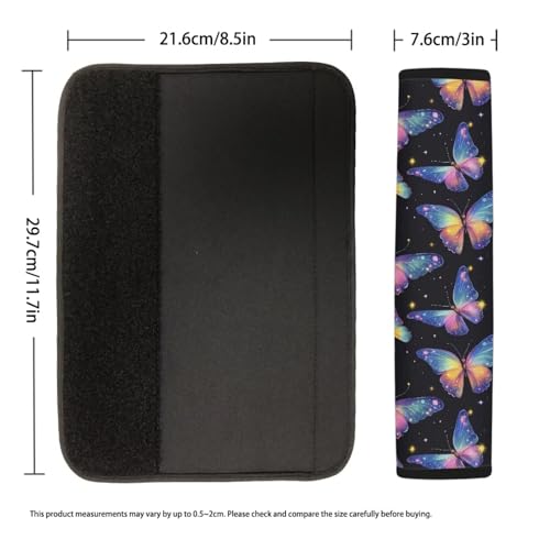 Image of AFPANQZ Colorful Butterfly Car Seat Belt Pads Covers Harness Shoulder Straps Pad Cushion Safety Seatbelt Pillow Cover for Adults Comfortable Driving Adjustable Universal Fit
