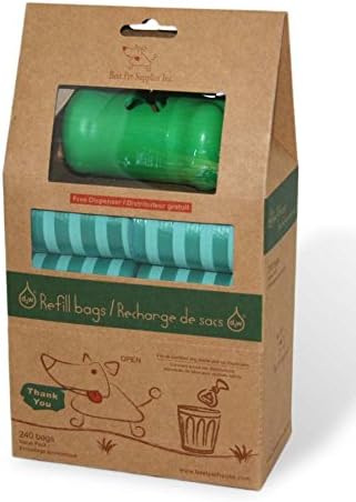 Best Pet Supplies, Inc. Scented Pet Waste/Poop Bag Refills - Green Stripes (240 Bags)