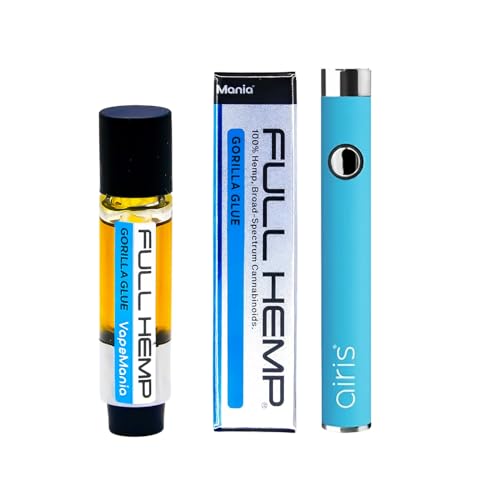 VapeMania FULL HEMP CBD CBN CBG Vape �J�[�g���b�W 85% 1.0ml + �f�o�C�X�Z�b�g | 850mg Over + airis VERTEX SET �t�� �w���v �t���w���v �j�R�`���Ȃ� �^�[���Ȃ� (BLUE,