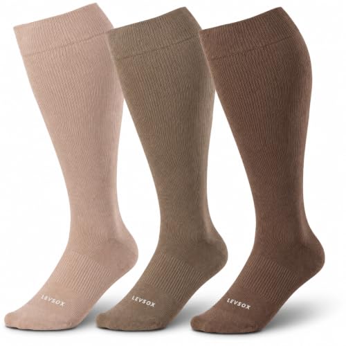 Image of LEVSOX Wide Calf Compression Socks for Women&Men Plus Size 15-20mmHg Knee High Large Support Stockings for Circulation