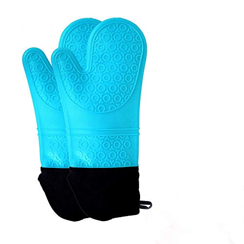 Mosteck Silicone Oven Mitts Cooking Gloves - Oven mitt with Quilted Cotton Lining Kitchen