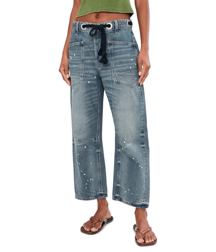Free People Womens We The Free Moxie Pull-On Barrel Jeans