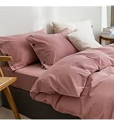 GETIYA Modern Einfarbig Bettwäsche 135x200 Rosa Altrosa Bettwäsche Mädchen Damen 100% Baumwolle B...