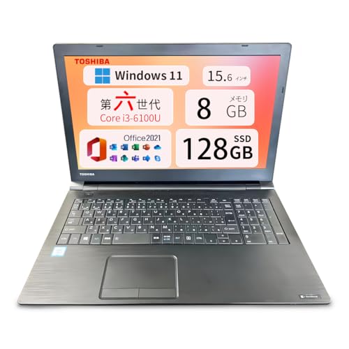 【整備済み品】東芝 ノートパソコン Dynabook B55/B65 /Office搭載/Win 11 Pro搭載/15.6型 /第六世代Core i3-6100U 2.3GHz/メモリー8GB/SSD128GB/Bluetooth/HDMI/VGA/SD