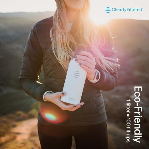 Clearly Filtered 32oz Water Bottle/Targets 220+ Contaminants/Double-Wall Insulated Stainless Steel Filtered Water Bottle BPA/BPS-Free Phthalate-Free Filters Fluoride Lead Chlorine (Pink)