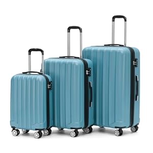 BEIBYE TSA-Schloß 2080 Zwillingsrollen 3 TLG. Reisekofferset Koffer Kofferset Trolley Trolleys Hartschale (Ice Blue)