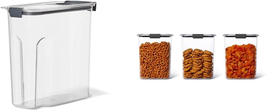 Rubbermaid 10-Piece Brilliance Food Storage Containers for Pantry with Salad Dressing and Condiment Containers and Lids, Dishwasher Safe, Clear/Grey : Everything Else