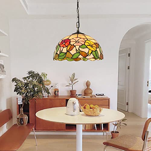 Suspension gloire du matin en vitrail style floral de 12 pouces pour îlot de cuisine