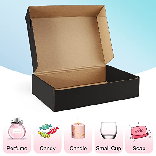 Poever Shipping Boxes 9x6x2 inches Black Small Mailing Boxes 25 Pack Cardboard Corrugated Box Mailers