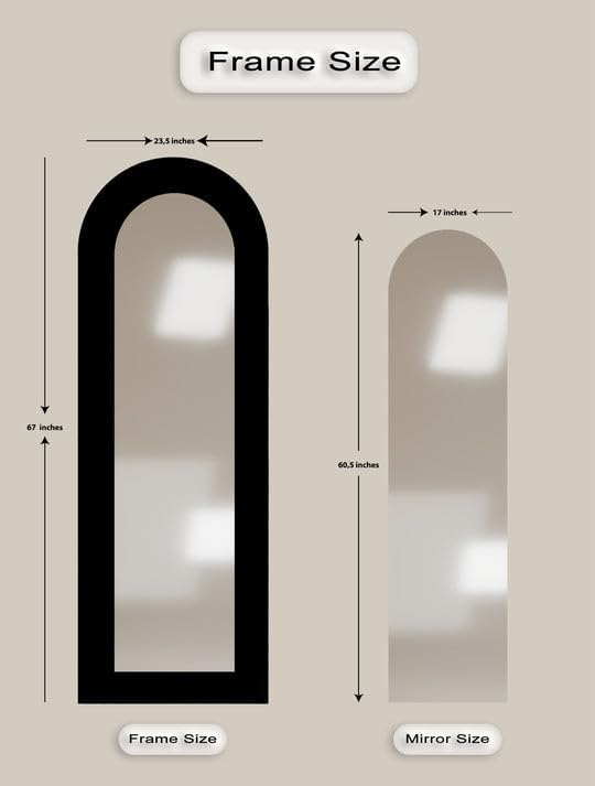 23,5’’W x 67’’ Minimalist Black - Abstract Floor Mirror Full Lenght Mirror - Arch Full Body Stained Floor Mirror with Gold Frame