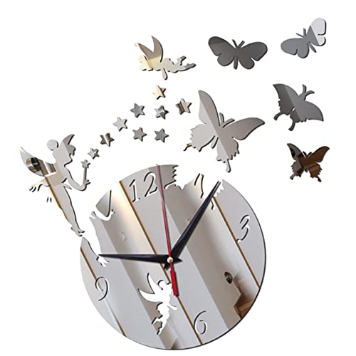 FLCPJGV Reloj de Pared Acrílico Grande Silencioso Instalación Simple Estilo Minimalista Geométrico Adecuado para Habitación Cocina Oficina Hogar, argén