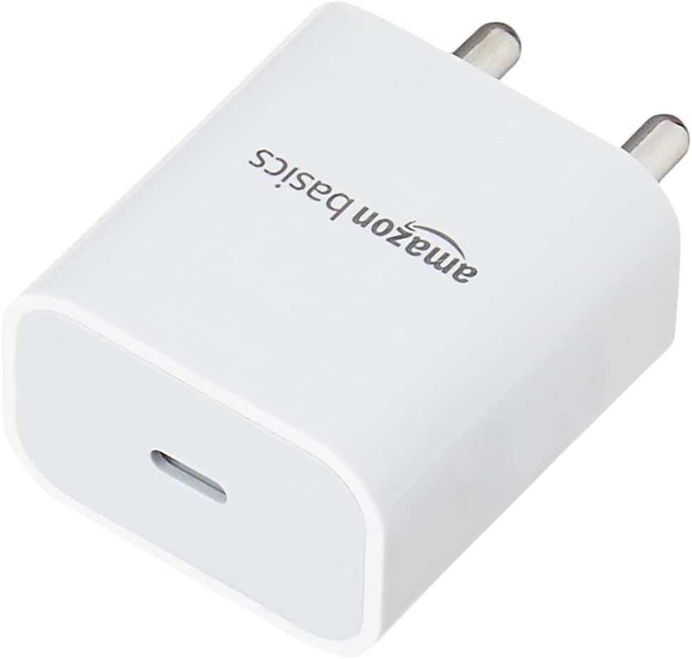 amazon basics 20 Watts Phone Charger For Type C Adapter With Charging Without Cable Easy To Carry(White)