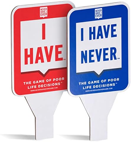 Never Have I Ever Paddles | Set of 10 Paddles | Fun Accessory for Game Night Party Games for Adults and Kids | Use Classic Edition