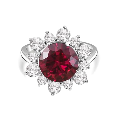 Ornate Jewels 925 Silver Round Red Ruby and American Diamond Flower Halo Ring for Women and Girls Engagement Jewellery (B0BJTSBCSQ) Amazon Price History, Amazon Price Tracker