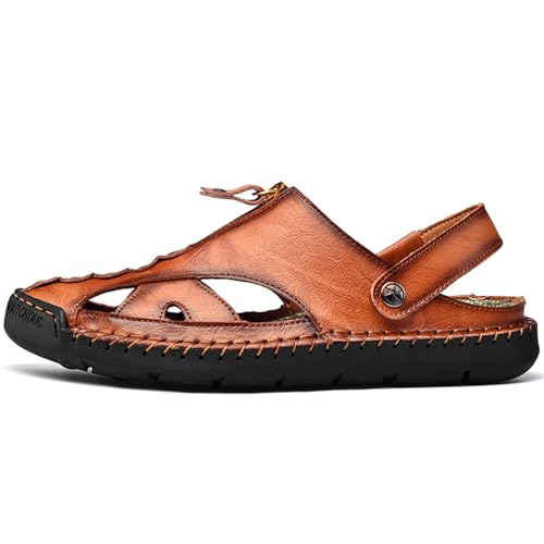 Men'S Sandals Outdoor Leather Closed Toe Waterproof Casual Lightweight Summer Beach Shoes2
