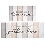 FRESHMINT Anti Fatigue Kitchen Mats for Floor 2 Piece Set Waterproof & Non-Skid Traditional Farmhouse Kitchen Rugs Standing Cushion Comfort Kitchen Runner,17x30+17x47