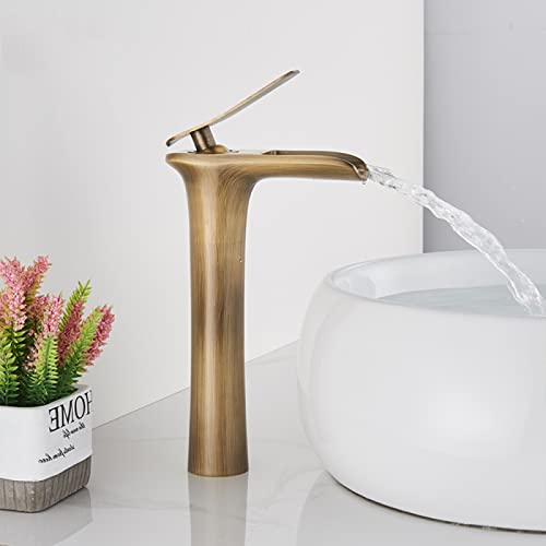 Grifo de lavabo en cascada monomando con acabado cepillado antiguo 4