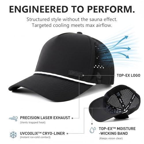 Image of TOP-EX Performance Baseball Hat for Men Water Resistant Golf Cap Running Cooling Snapback Laser Perforated