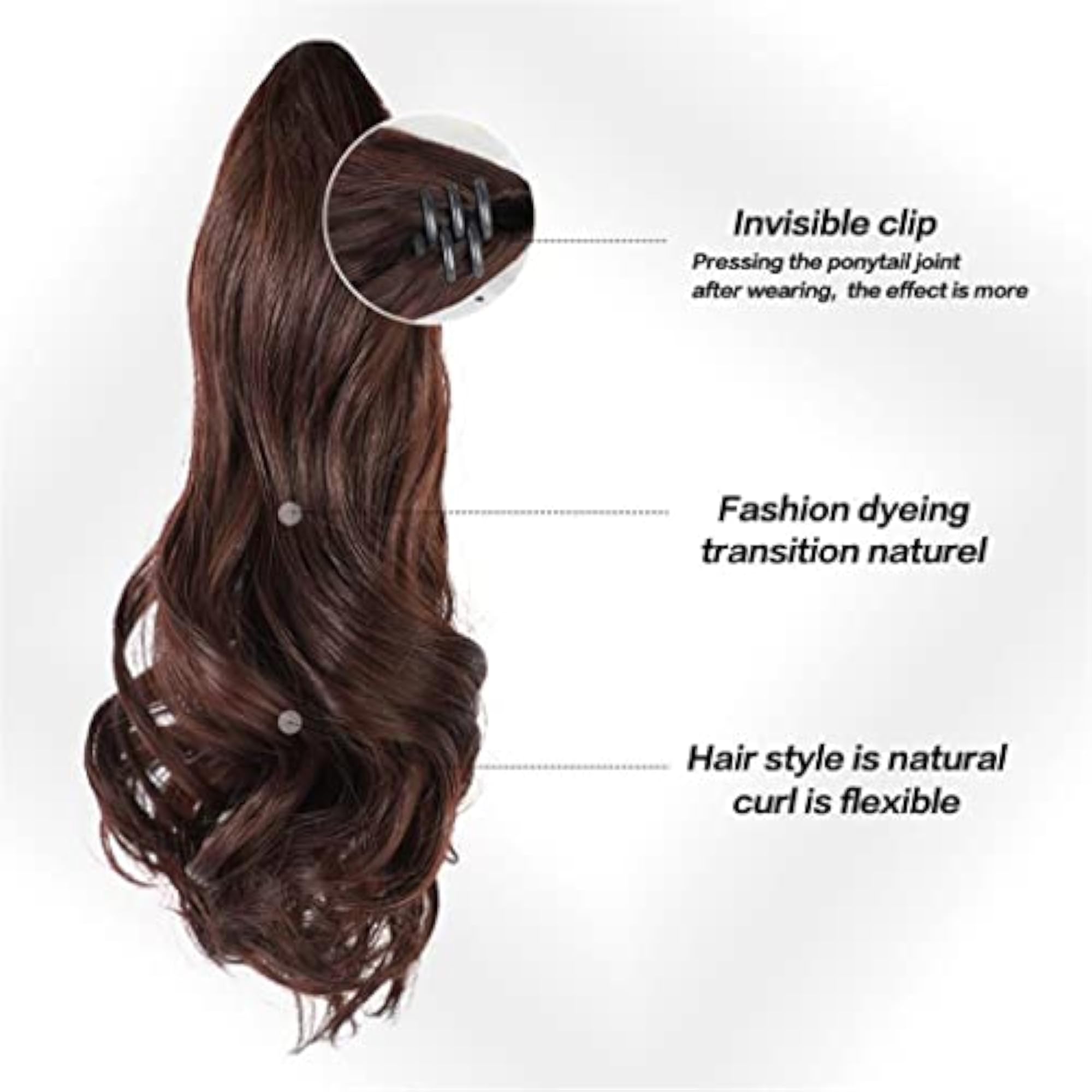 Clip in Wavy Ponytail Hair Extensions Synthetic Curly Hairpiece