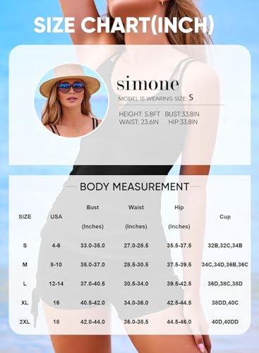 Image of Aleumdr Women's Two Piece Tankini Swimsuit Tummy Control Bathing Suit V Neck Swim Tank Top with Boyshorts