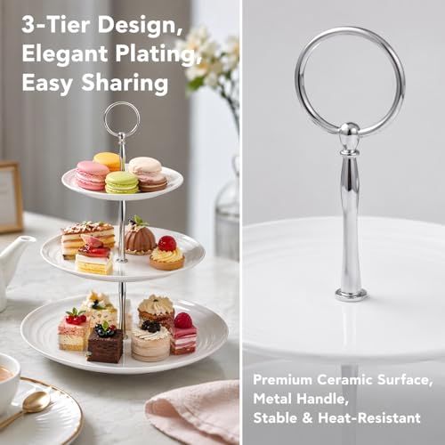Foto von Qnbonrich 3 Stück Etagere 3 Etagen Weiß, 33 cm Höhe Cupcake Ständer