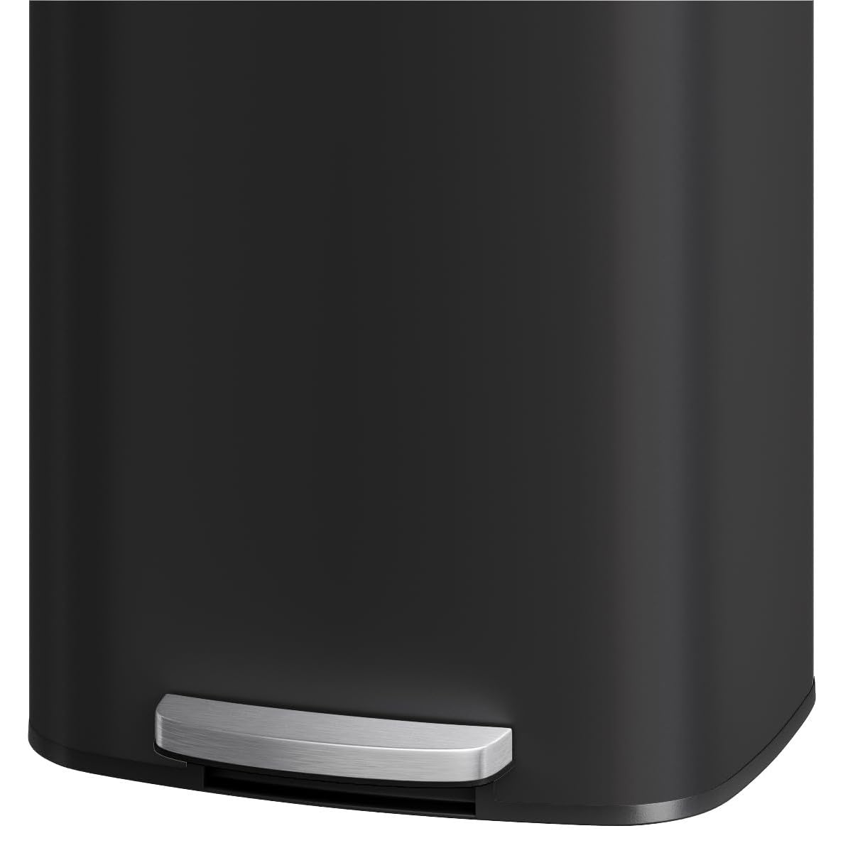 60 Liter/16 Gallon Kitchen Trash Can, Trash Can with Lid and Foot Pedal, Stainless Steel Garbage Can with Liner Rim, Rear Handle, Soft Close Plastic Lid