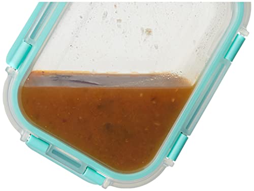 Image of Amazon Brand - Solimo Glass Storage Containers with Break-Free, Detachable Locks, Airtight, Leakproof, Microwave-Safe, Oven-Safe, Freezer-Safe, Set of 2, Rectangle (370 + 600 ml) | Transparent