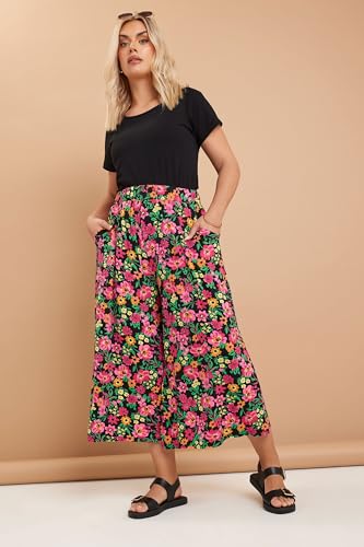 Yours Curve Black Floral Print Midaxi Culottes - Women's - Plus Size Curve - Image 2