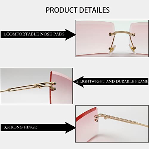 Image of Rectangle Sunglasses for Women Men Fashion Retro Rimless Frameless Tinted Lens Sun Glasses Shades 2026 Stylish