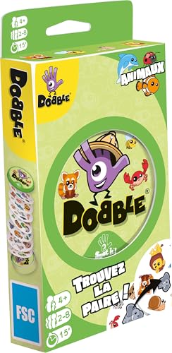 Asmodee - DOBBLE Animaux - Jeu de Cartes pour Enfants dès 4 Ans - Jeu de Société de Rapidité - Trouvez la Paire - Boite Métal pour Voyage - 2 à 8 Joueurs...