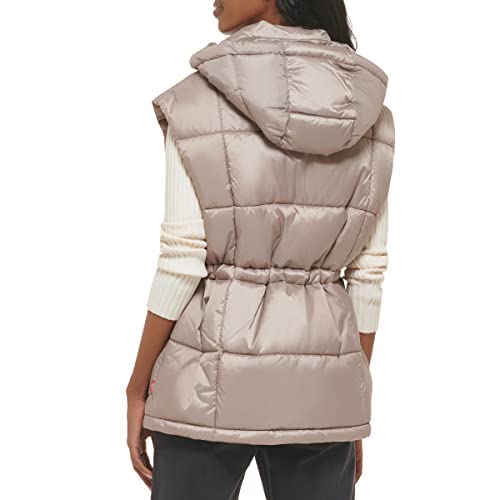 Levi's Men's Cinch Waist Puffer Jacket, Light Grey Vest, Small #TOP3