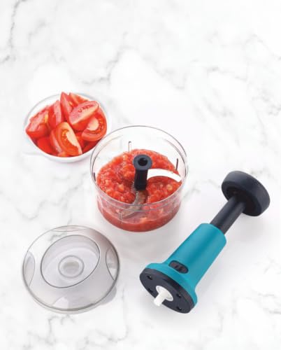 Image of Vegetable Chopper for Kitchen | Hand Chopper for Kitchen use Veg Cutter | Push Chopper 650ml Capacity | 3 Sharp Stainlee Steel Blades (Purple)