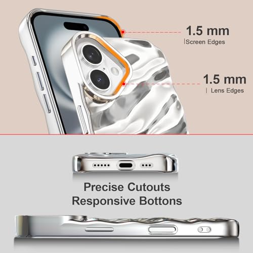 Coque iPhone 16 Plus antichoc silicone vague protection argent
