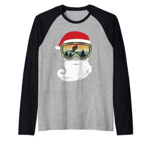 sci Natale invernali Sciatore regalo divertente Maglia con Maniche Raglan