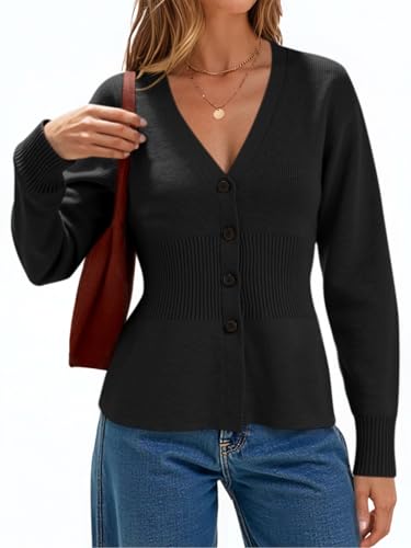 Cicy Bell Womens V Neck Cardigan Sweaters Long Sleeve Cinched Wai