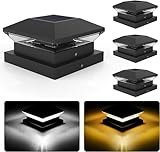 NATPOW 4 Stück Solar Pfostenkappe 9x9 10x10, 2 Modi LED Pfostenleuchte Solar IP65 Wasserdicht...