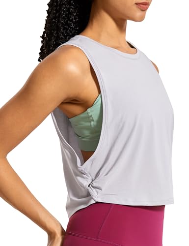 CRZ YOGA Regatas Femininas de Algodão Pima Cropped Sem Mangas Camisas Esportivas Atléticas Para Exer