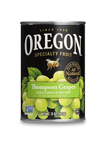 Oregon Fruit Seedless Thompson Grapes in Light Syrup, 15-Ounce Cans (Pack of 8)