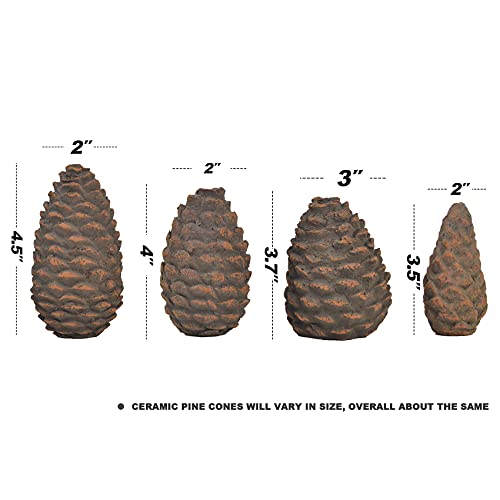 Skyflame Ceramic Fiber Pine Cones, 4 Pcs Christmas Decorative Gas Faux Fireplace Logs In Assorted Sizes For Most Types Of Indoor Or Outdoor Fireplace And Fire Pit, Clean Burning Accessories #TOP2