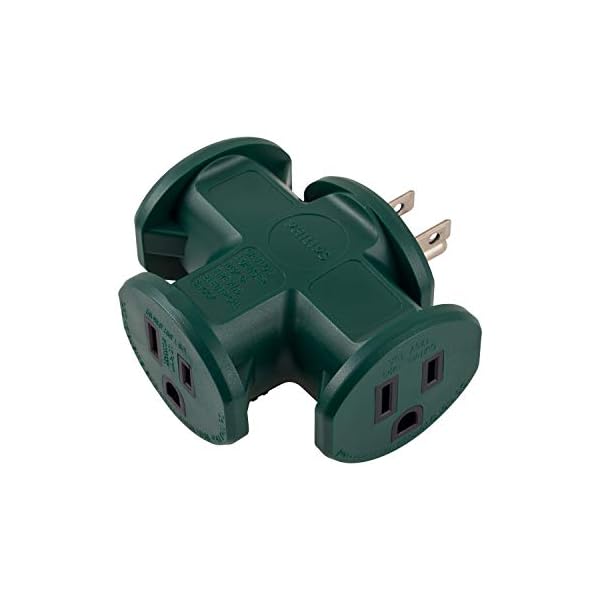 Philips Accessories T-Shaped 3-Outlet Extender, 3-Prong Power Extender, Outdoor Grounded Wall Tap Adapter, Heavy Duty…