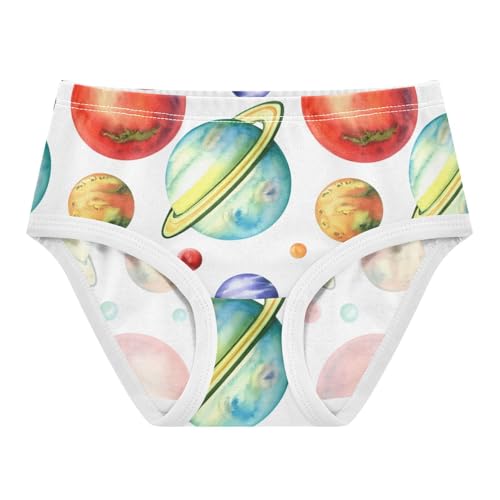 Cotton Girls Underwear Toddlers Watercolor Planets Space White Panties Little Girl Aesthetic Kids Briefs Undies 2t