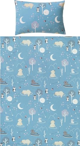 Erwin Müller Kinder-Bettwäsche Feinbiber blau Größe 1x 100x135 cm + 1x...
